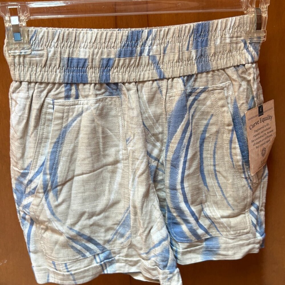 Democracy Blue Abstract Print Pull On Elastic Waist Shorts XS NWT